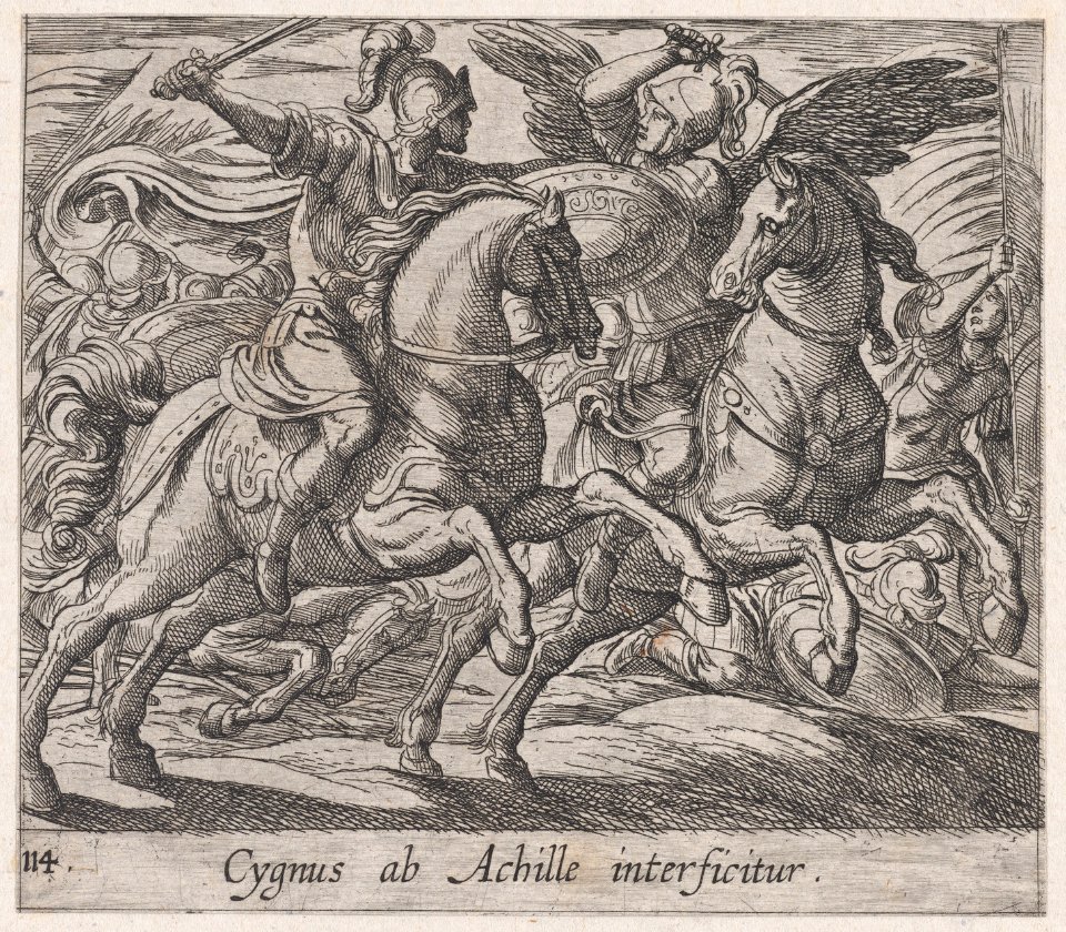 Plate 114- Achilles Battling Cygnus (Cygnus ab Achille interficitur), from Ovid's 'Metamorphoses' MET DP866561