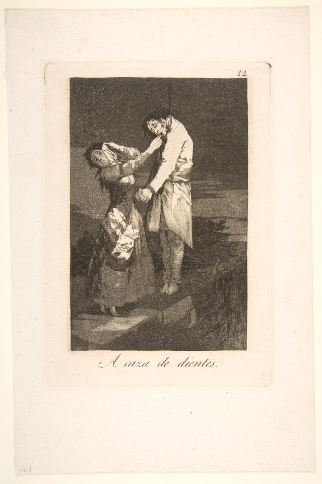 Plate 12 from 'Los Caprichos'- Out hunting for teeth (A caza des dientes.) MET DP816899