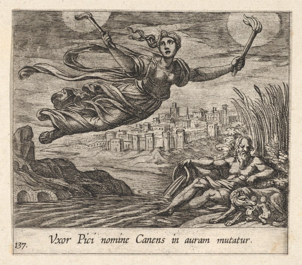 Plate 137- Canens Searching for Pics (Uxor Pici nomine Canens in auram mutatur), from Ovid's 'Metamorphoses' MET DP864228
