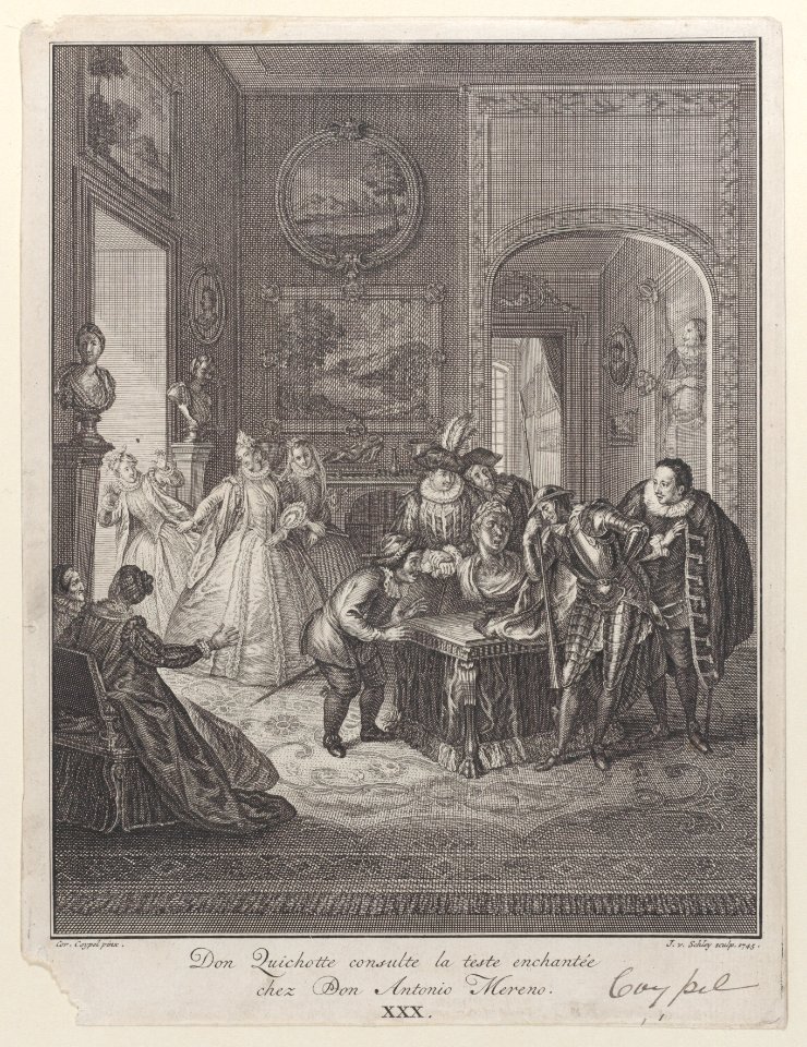 Plate 30- Don Quixote consults the enchanted head at Don Antonio Moreno's house Met DP884607