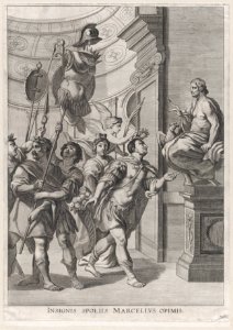 Plate 30- Marcellus dedicating the spoils of war to Jupiter; from Guillielmus Becanus's 'Serenissimi Principis Ferdinandi, Hispaniarum Infantis...' MET DP874797