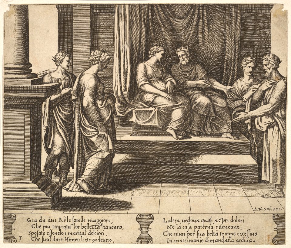 Plate 3- Psyche's two sisters are married to kings, from 'The Fable of Psyche' MET DP824491