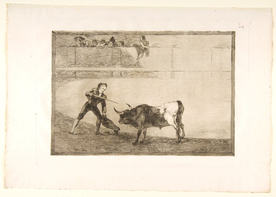 Plate 30 of the 'Tauromaquia'- Pedro Romero killing the halted bull. MET DP817790