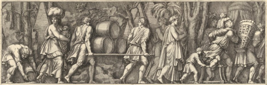 Plate 3- various figures transporting materials, walking to the right MET DP837496
