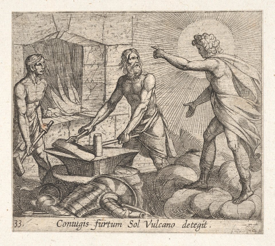 Plate 33- Apollo at Vulcan's Forge (Coniugis furtum Sol Vulcano detegit), from Ovid's 'Metamorphoses' MET DP864262