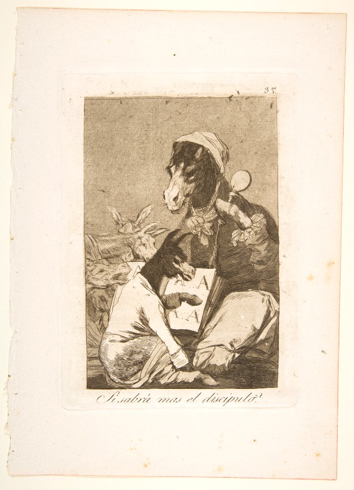 Plate 37 from 'Los Caprichos'- Might not the pupil know more? (Si Sabrá mas el discipulo?) MET DP816976