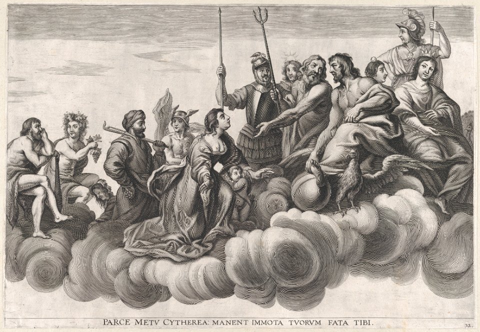 Plate 32- Venus asking Jupiter for protection; from Guillielmus Becanus's 'Serenissimi Principis Ferdinandi, Hispaniarum Infantis...' MET DP874821