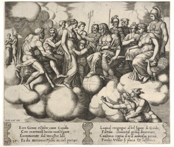 Plate 30- Cupid and Psyche plead their cases before the Gods, from the 'Fable of Cupd and Psyche' MET DP832637