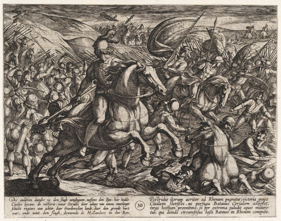 Plate 30- Cerialis Driving the Dutch into the Rhine, from The War of the Romans Against the Batavians (Romanorvm et Batavorvm societas) MET DP863050