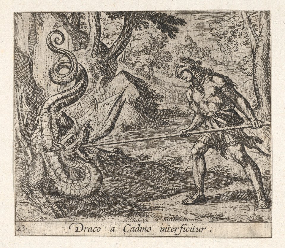 Plate 23- Cadmus Killing the Serpent (Draco a Cadmo interficitur), from Ovid's 'Metamorphoses' MET DP864252