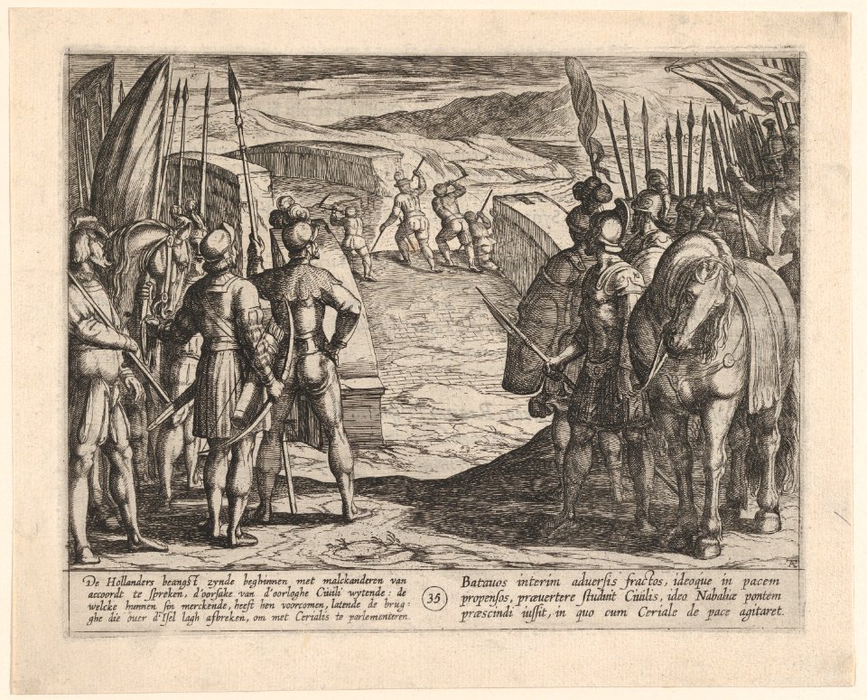 Plate 35- The Batavians Become Afraid and Begin Peace Talks, from The War of the Romans Against the Batavians MET DP862861