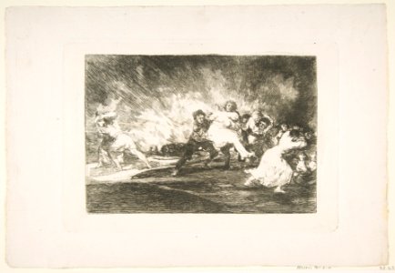 Plate 41 from 'The Disasters of War' (Los Desastres de La Guerra)- 'They escape through the flames' (Escapan entre las llamas) MET DP817388