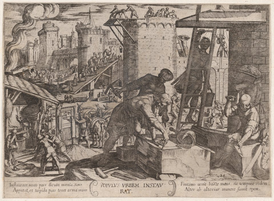 Plate 24- The Israelites Rebuilding the Walls of Jerusalem, from 'The Battles of the Old Testament' MET DP863715