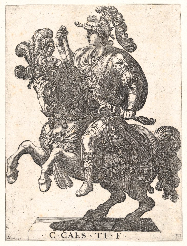 Plate 4- Emperor Gaius on Horseback, from 'The First Twelve Roman Caesars' MET DP857117