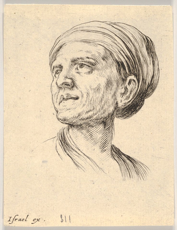 Plate 4- head of an old woman with a bonnet, looking left from 'Various heads and figures' (Diverses têtes et figures) MET DP831149