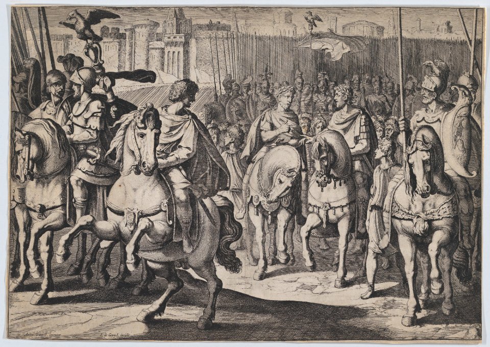 Plate 4- The peace with the king of France in order to fight the Turks, from the Triumphs of Charles V MET DP873400