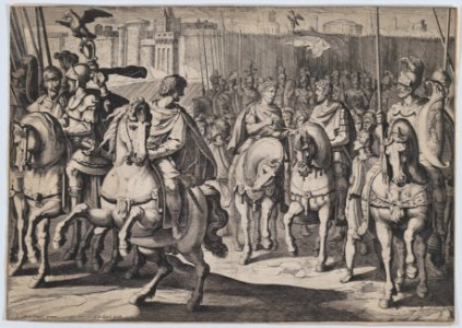 Plate 4- The peace with the king of France in order to fight the Turks, from the Triumphs of Charles V MET DP873400