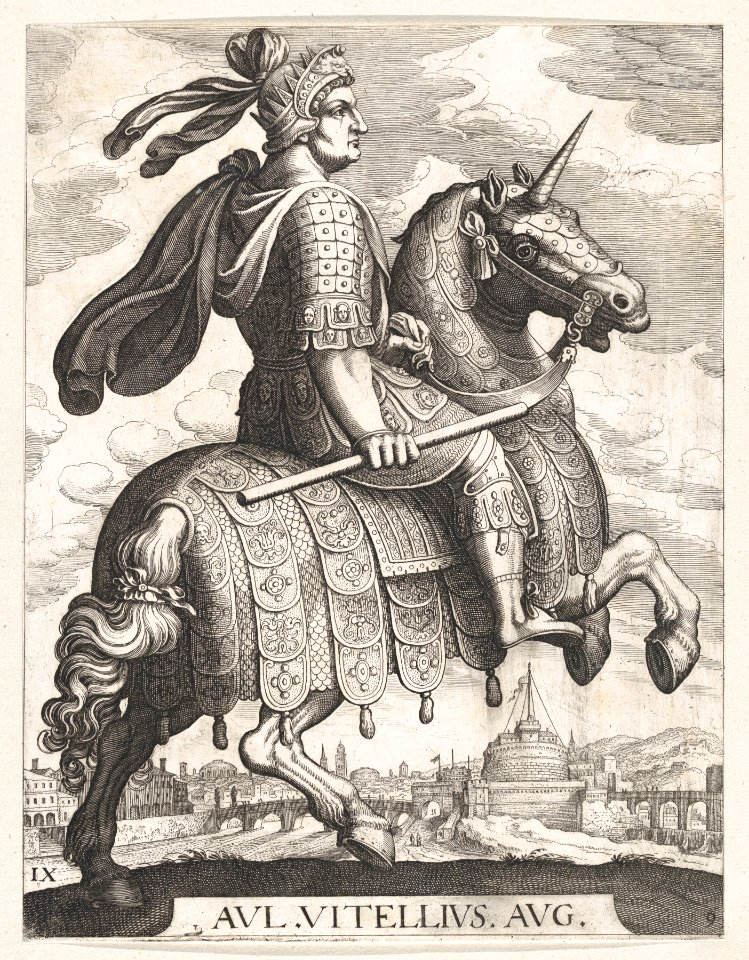 Plate 9- Emperor Vitellus on Horseback, from 'The First Twelve Roman Caesars' after Tempesta MET DP857130