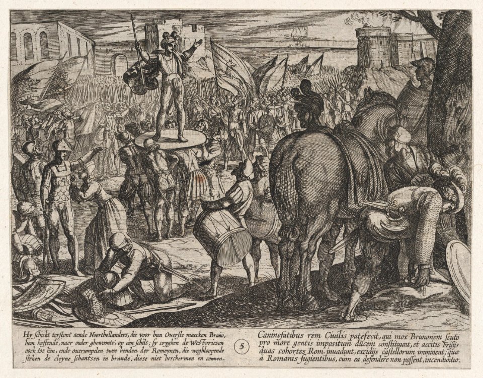 Plate 5- Bruno Appointed Leader of the Caninefates, from The War of the Romans Against the Batavians (Romanorvm et Batavorvm societas) MET DP863198