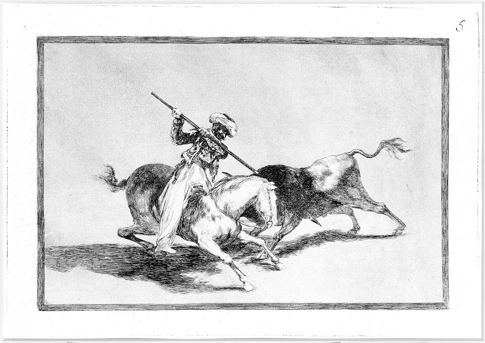 Plate 5 from 'The Tauromaquia'- The spirited Moor Gazul is the first to spear bulls according to the rules MET 22XX BM076R1