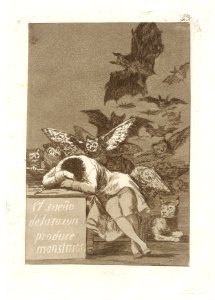 Plate 43 from 'Los Caprichos'- The sleep of reason produces monsters (El sueño de la razon produce monstruos) MET DT652