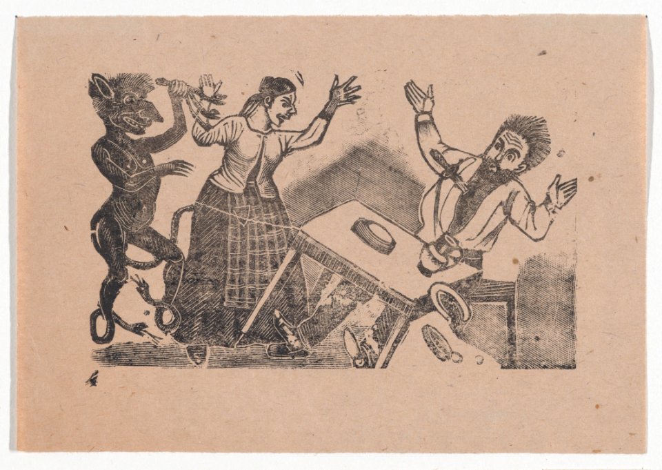 Plate 4- The murder of a man by a knife thrown by a woman MET DP867993