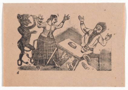 Plate 4- The murder of a man by a knife thrown by a woman MET DP867993