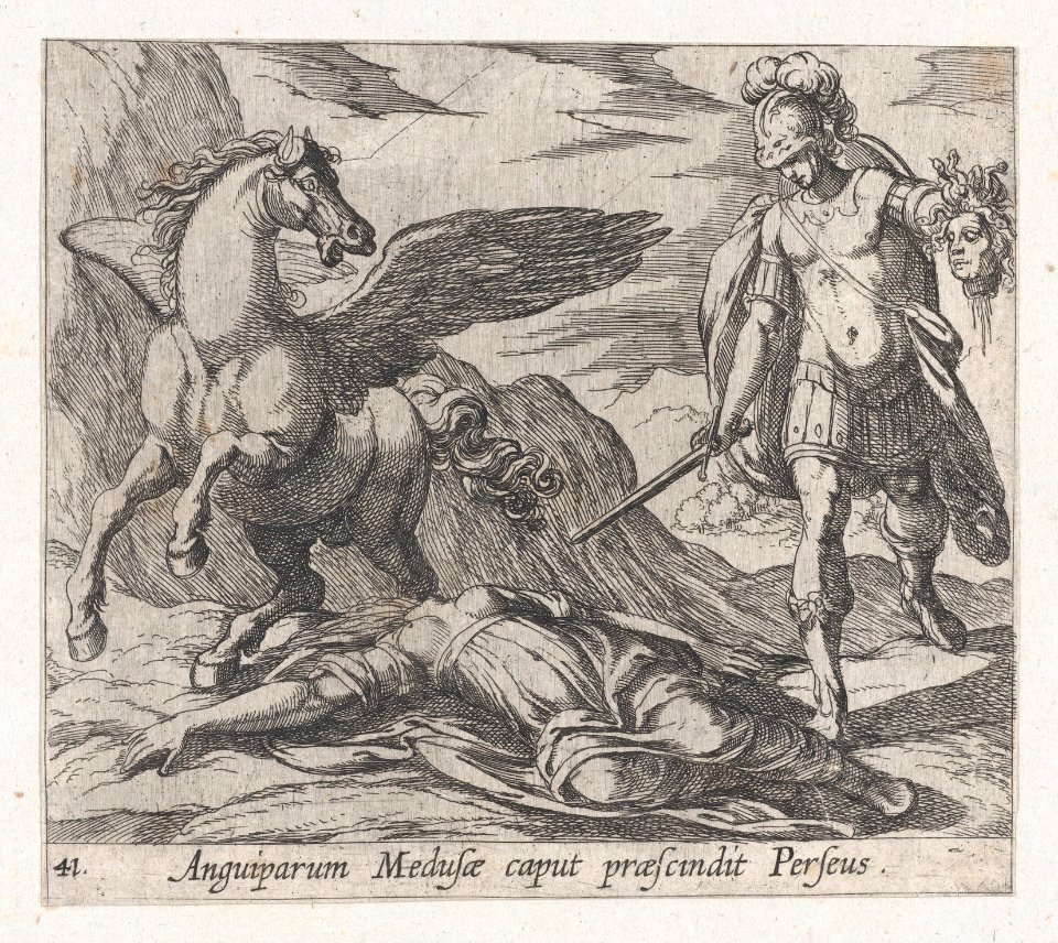 Plate 41- Perseus Killing Medusa (Anguiparum Meduse caput praescundit Perseus), from Ovid's 'Metamorphoses' MET DP864703
