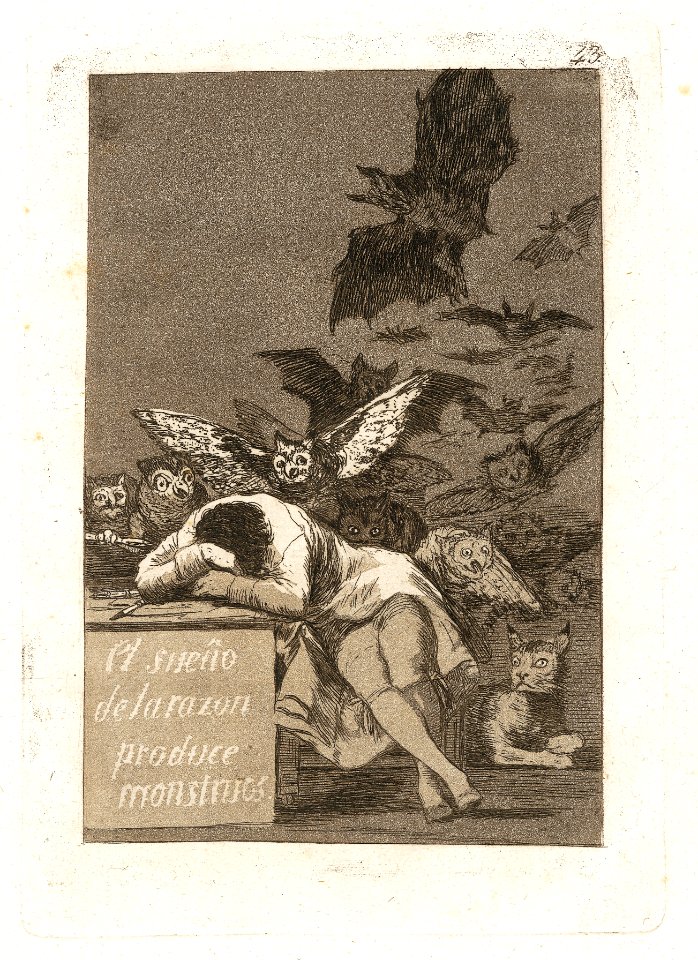 Plate 43 from 'Los Caprichos'- The sleep of reason produces monsters (El sueño de la razon produce monstruos) MET 22AA BG05R4