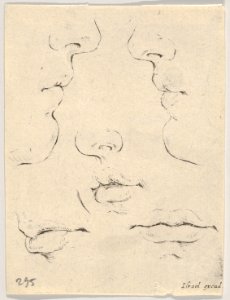 Plate 4- two profiles and three mouths, from 'The Book for Learning to Draw' (Livre pour apprendre à dessiner) MET DP831133