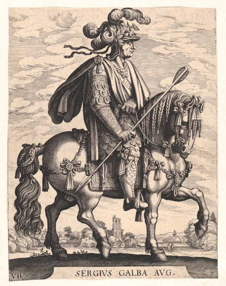 Plate 7- Emperor Galba on Horseback, from 'The First Twelve Roman Caesars' after Tempesta MET DP857128