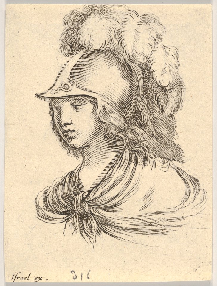 Plate 9- bust of Minerva, wearing a helmet with feathers, looking towards the left, from 'Various heads and figures' (Diverses têtes et figures) MET DP831154