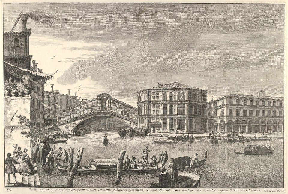 Plate 9- the bridge and market of the Rialto, Venice MET DP837528