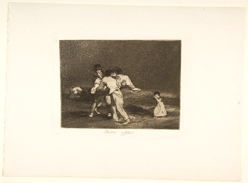 Plate 50 from 'The Disasters of War' (Los Desastres de la Guerra)- 'Unhappy mother!.' (Madre Infeliz!) MET DP817396