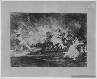 Plate 41 from 'The Disasters of War' (Los Desastres de La Guerra)- 'They escape through the flames' (Escapan entre las llamas) MET MM7180