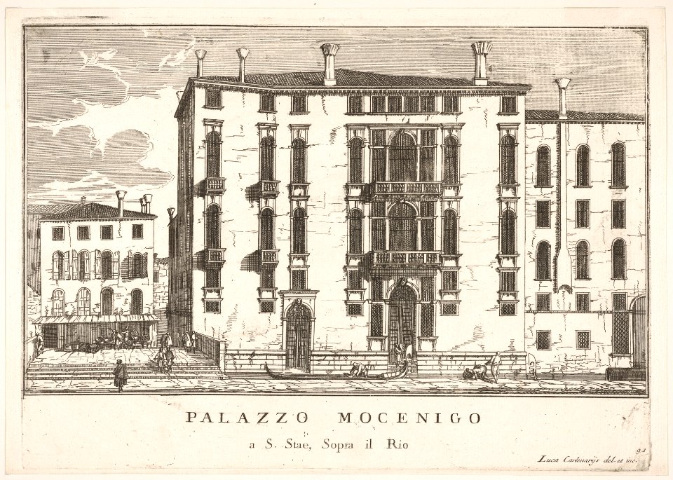 Plate 91- View of the Mocenigo Palace in Campo San Stae, Venice, 1703, from the series 'The buildings and views of Venice' (Le fabriche e vedute di Venezia) MET DP832224