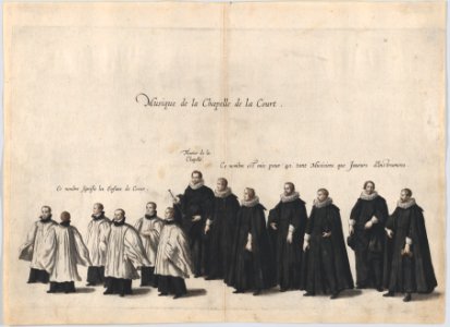 Plate 6- Members of the court chapel choir marching in the funeral procession of Archduke Albert of Austria; from 'Pompa Funebris ... Alberti Pii' MET DP874760