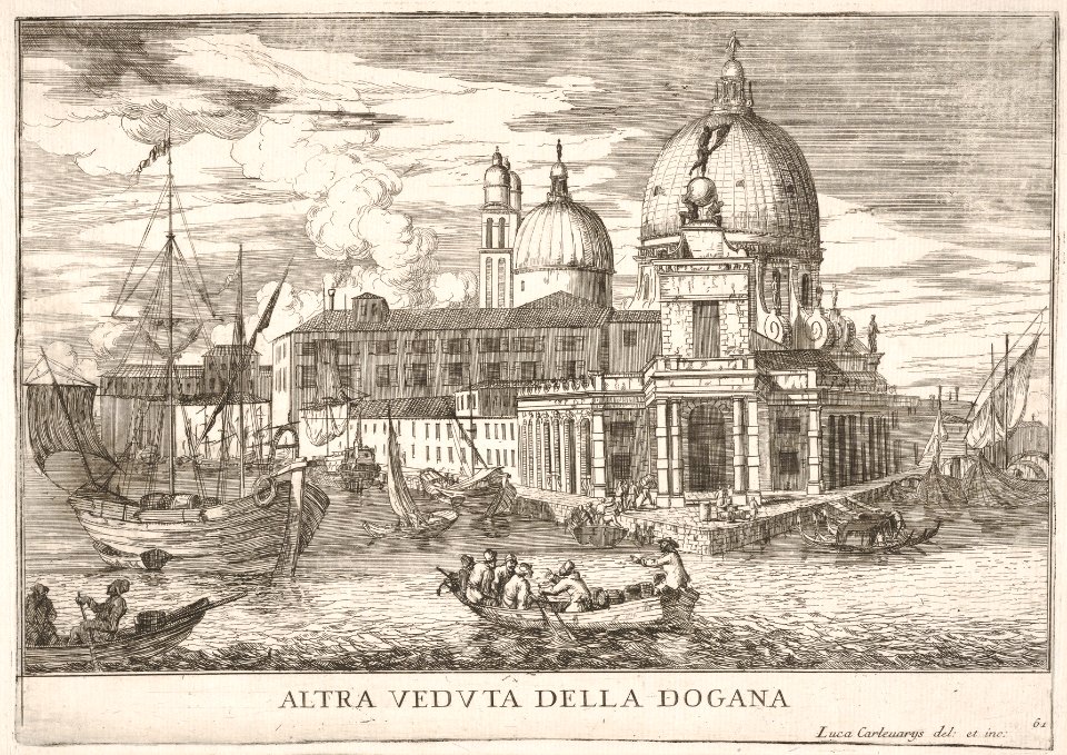Plate 61- View of the customs house (Dogana da Mar) at the confluence of the Grand Canal and Giudecca Canal, Venice, 1703, from the series 'The buildings and views of Venice' (Le fabriche e vedute di Venezia) MET DP832217