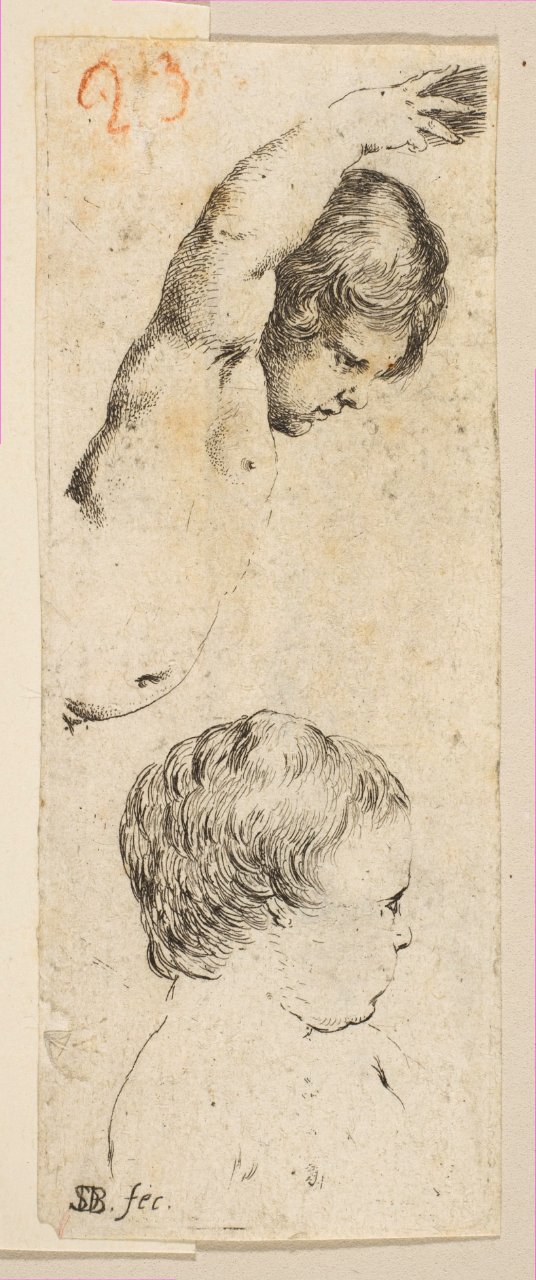 Plate 6- two studies of children, from 'Collection of various doodles and etching proofs' (Recueil de divers griffonnements et preuves d'eauforte) MET DP817911