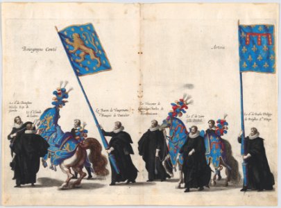 Plate 64- The magistrates of the city of Brussels marching in the funeral procession of Archduke Albert of Austria; from 'Pompa Funebris ... Alberti Pii' MET DP874756
