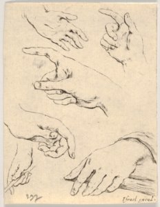 Plate 6- six hands, from 'The Book for Learning to Draw' (Livre pour apprendre à dessiner) MET DP831135