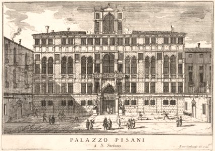 Plate 96- View of the facade of the Pisani Palace in Campo Santo Stefano, Venice, 1703, from the series 'The buildings and views of Venice' (Le fabriche e vedute di Venezia) MET DP832222