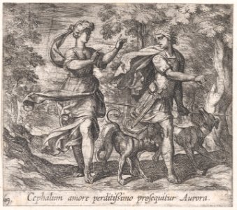 Plate 69- Cephalus and Aurora (Cephalum amore perditißimo prosequitar Aurora), from Ovid's 'Metamorphoses' MET DP866516