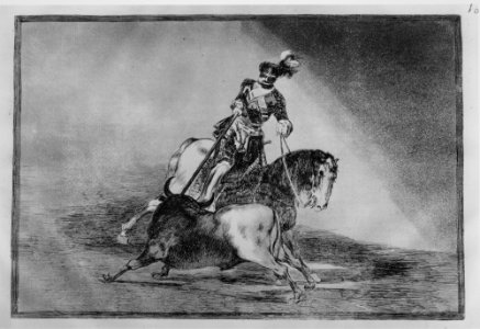 Plate 10 from 'La Tauromaquia'- Charles V spearing a bull in the ring at Valladolid MET MM27760