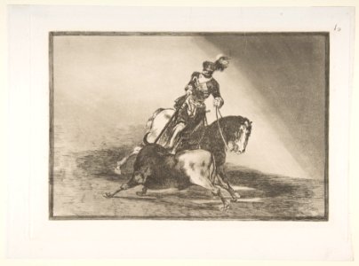 Plate 10 from 'La Tauromaquia'- Charles V spearing a bull in the ring at Valladolid MET DP817512