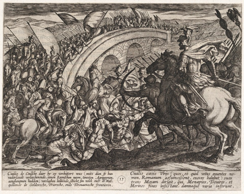 Plate 11- Civilis' Troops Crossing the Maas River, from The War of the Romans Against the Batavians (Romanorvm et Batavorvm societas) MET DP863059
