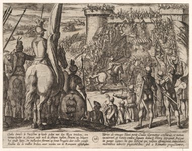 Plate 10- Civilis using Movable Wooden Bridges to Attack the Fortress, from The War of the Romans Against the Batavians (Romanorvm et Batavorvm societas) MET DP862869