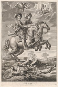Plate 10- The King of Hungary and Ferdinand on horseback; from Guillielmus Becanus's 'Serenissimi Principis Ferdinandi, Hispaniarum Infantis...' MET DP874813