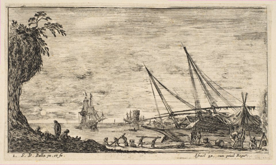 Plate 1- seaport with ships, from 'Seascapes' (Paysages maritimes) MET DP817919