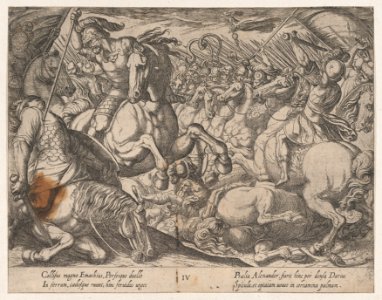 Plate 4- Alexander Battling the Persians, from The Deeds of Alexander the Great MET DP863211